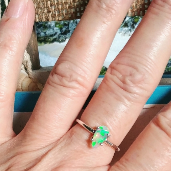 HPπ Faceted Ethiopian Opal 925 SS Ring Je - Picture 4 of 7